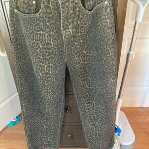 Cheetah print wide leg jeans